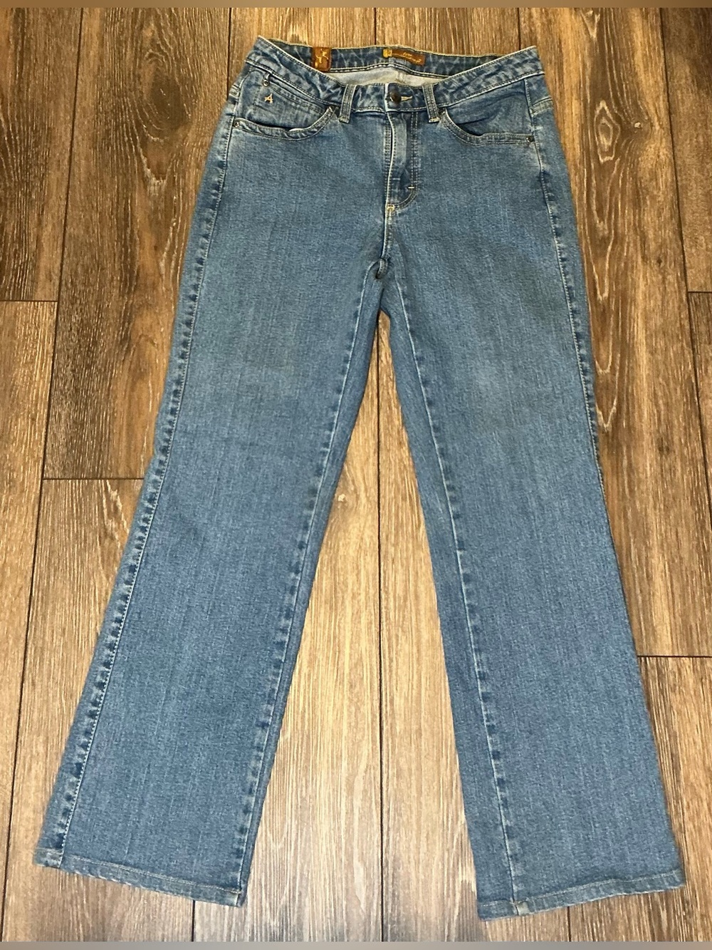 Wrangler Aura 4R SHT Straight Leg Jeans Blue Stretch Regular Rise